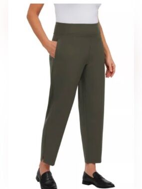 Kirkland Costco Women's Olive green Pull-On Ankle travel Pants
